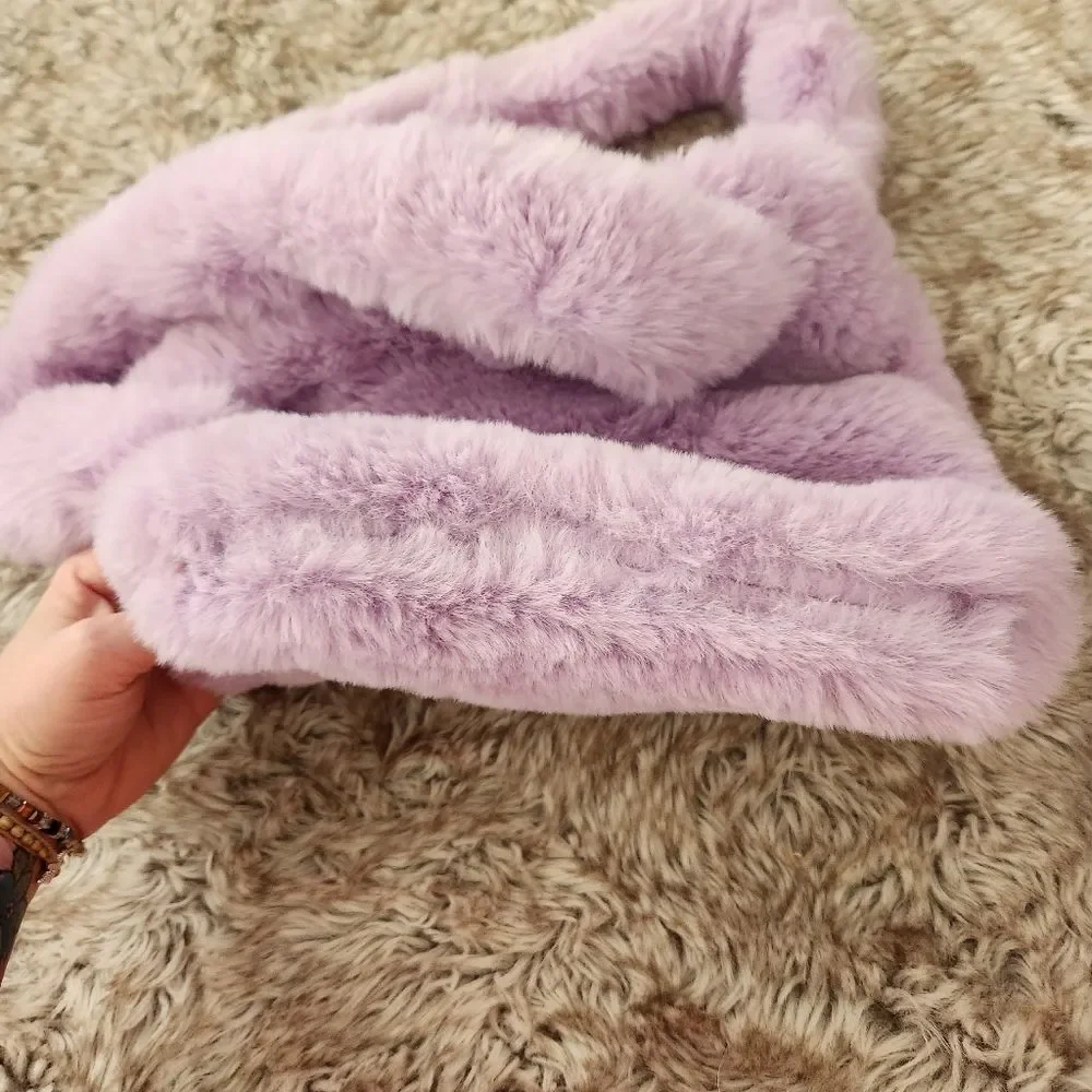 asos Design Lavender Faux Fur Tote‎ Bag